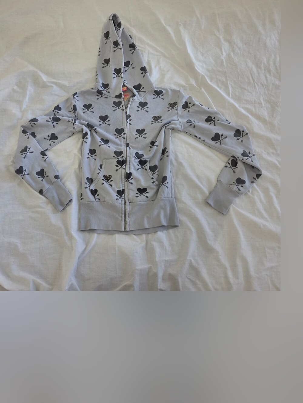 RARE Vintage Y2K PRIMP Heart & Arrows McBling Zip Up Hoodie